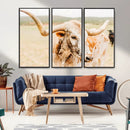 Texas Longhorn Wall Art Canvas Print – Framed Spotted Cow