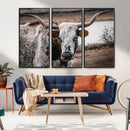 Texas Longhorn Wall Art Canvas Print – Framed Spotted Bull