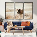 Texas Longhorn Wall Art Canvas Print – Framed Brown Horned