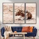 Texas Longhorn Wall Art Canvas Print – Framed Resting Bull by MyGreatCanvas | Canvas Wall Art Prints | Photo Prints & Wall Decor