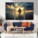 Jesus Walks Wall Art Canvas Print Framed Divine Sunset Art
