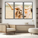 Texas Longhorn Wall Art Canvas Print – Framed Speckled Cow