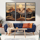 Wood Mountain Wall Art Canvas Print – Framed Boho Abstract