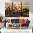 Wood Mountain Landscape Wall Art Canvas Print – Framed
