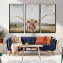 Texas Longhorn Wall Art Canvas Print – Framed Western Cow
