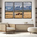 Grand Teton Park Wild Horses Wall Art Canvas Print – Framed by MyGreatCanvas | Canvas Wall Art Prints | Photo Prints & Wall Decor