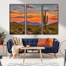 Saguaro Cactus Wall Art Canvas Print – Framed Arizona Sunset