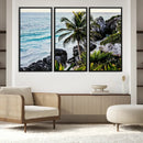 Tropical Coastline Wall Art Canvas Print – Framed Palm Tree