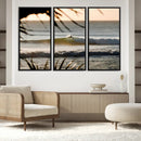 Sunset Surf Wall Art Canvas Print – Framed Golden Hour Waves