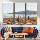 Desert Lake Wall Art – Framed Cactus Mountain Canvas by MyGreatCanvas | Canvas Wall Art Prints | Photo Prints & Wall Decor
