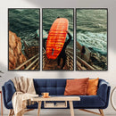 Surfer Stairway Wall Art – Framed Ocean Surf Canvas Artwork, by MyGreatCanvas | Canvas Wall Art Prints | Photo Prints & Wall Decor