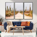 Desert Cactus Lined Road Wall Art Canvas Print – Framed by MyGreatCanvas | Canvas Wall Art Prints | Photo Prints & Wall Decor