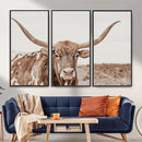 Longhorn Cow Wall Art Canvas Print – Framed Texas Ranch