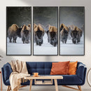 Bison Herd Wall Art Canvas Print, Framed Rustic Wildlife by MyGreatCanvas | Canvas Wall Art Prints | Photo Prints & Wall Decor