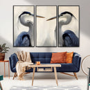 Blue Heron Pair Wall Art Canvas Print – Framed Coastal Bird