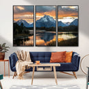Mountain Sunset Wall Art Canvas Print – Framed Alpine