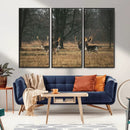 Deer Wall Art Canvas Print – Framed Rustic Wildlife Stags