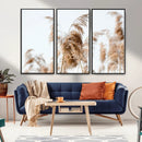 Pampas Grass Wall Art Canvas Print – Framed Neutral Tones