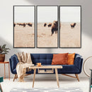 Bison Herd Wall Art Canvas Print – Framed Western Prairie