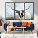 Texas Longhorn Wall Art Canvas Print – Framed Western Rustic