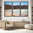 Tranquil Beach Scene Wall Art Canvas Print – Framed Blue