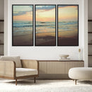 Sunset Seascape Wall Art Canvas Print – Framed Pastel Ocean