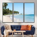 Palm Tree Coast Wall Art Canvas Print – Framed Island Getaway with Crystal Blue Water Scenic Artwork for Home, Office by MyGreatCanvas | Canvas Wall Art Prints | Photo Prints & Wall Decor
