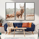 Rustic Nature Wall Art Canvas Print – Stag Woodland Framed