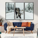 Moose Snow Wall Art Canvas Print – Framed Winter Wildlife