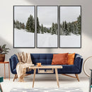 Frosty Pines Wall Art Canvas Print – Framed Silent Snowfall