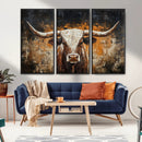 Abstract Longhorn Bull Wall Art Canvas Print – Vintage by MyGreatCanvas | Canvas Wall Art Prints | Photo Prints & Wall Decor