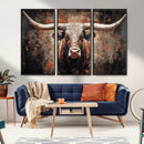Rustic Longhorn Bull Wall Art Canvas Print – Vintage Western by MyGreatCanvas | Canvas Wall Art Prints | Photo Prints & Wall Decor