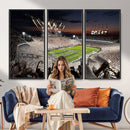 Epic Night Football Stadium Wall Art Canvas Print, Fireworks