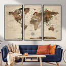 Vintage World Map Wall Art Canvas Print for Living Room, by MyGreatCanvas | Canvas Wall Art Prints | Photo Prints & Wall Decor