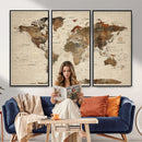 World Map Canvas Print – Framed Detailed Map of the World