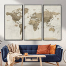 Detailed World Map Wall Art Canvas Print by MyGreatCanvas | Canvas Wall Art Prints | Photo Prints & Wall Decor