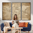 Colorful Watercolor World Map Canvas Wall Art – Framed