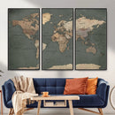 Rustic Black and Wood World Map Canvas Wall Art – Framed by MyGreatCanvas | Canvas Wall Art Prints | Photo Prints & Wall Decor