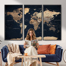 World Map Canvas Print – Detailed Map of the World Wall Art