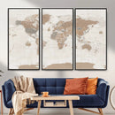 Framed Large World Map Canvas Print for Office Decor by MyGreatCanvas | Canvas Wall Art Prints | Photo Prints & Wall Decor