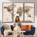 World Map Canvas Print – Framed Detailed Map of the World