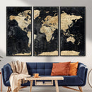 Framed Large World Map Wall Art Canvas Print for Living Room by MyGreatCanvas | Canvas Wall Art Prints | Photo Prints & Wall Decor