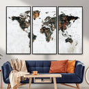 Large World Map Canvas Print – Framed Travel Map Wall Art