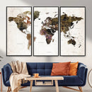 Watercolor World Map Print - Large Wall Art Canvas Print for