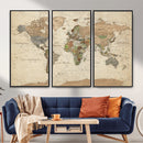 Framed World Map Wall Art for Home and Office Decor