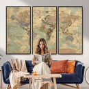 Vintage World Map Wall Art | Ready to Hang and Framed