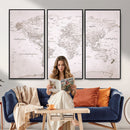 World Map Canvas Print – Detailed Map of the World Wall Art