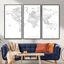 World Map Canvas Print – Framed Modern Detailed Map of the by MyGreatCanvas | Canvas Wall Art Prints | Photo Prints & Wall Decor