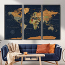 Modern World Map Canvas Print – Framed Detailed Map of the by MyGreatCanvas | Canvas Wall Art Prints | Photo Prints & Wall Decor