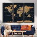 Vintage World Map Earth Globe Countries Oceans Continents by MyGreatCanvas | Canvas Wall Art Prints | Photo Prints & Wall Decor